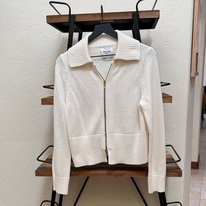 Abercrombie & Fitch Cream Zip-Up Cardigan